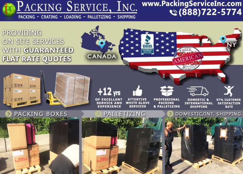 Packing Boxes, Palletizing and Shipping from NY to Canada