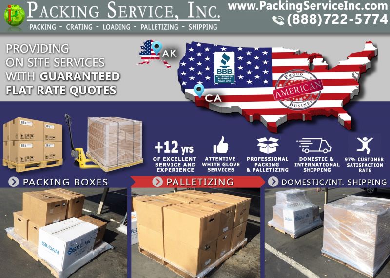 Packing Boxes, Palletizing and Shipping from Fresno CA to AK