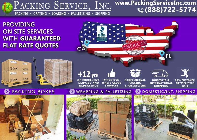 Packing Boxes, Palletizing and Shipping from Florida to CA