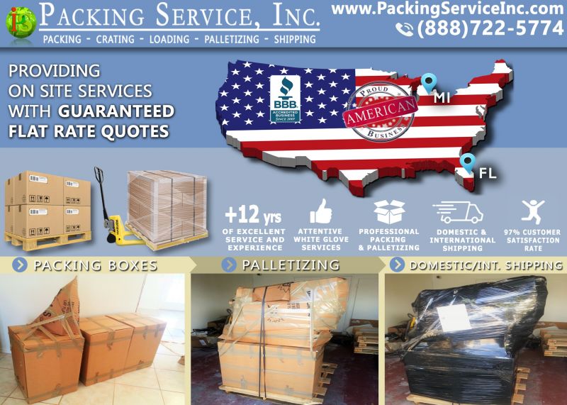 Packing Boxes, Palletizing and Shipping from FL to MI