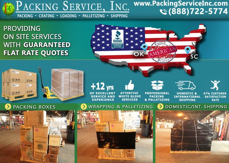 Packing Boxes, Palletizing Services and Shipping OK to SC