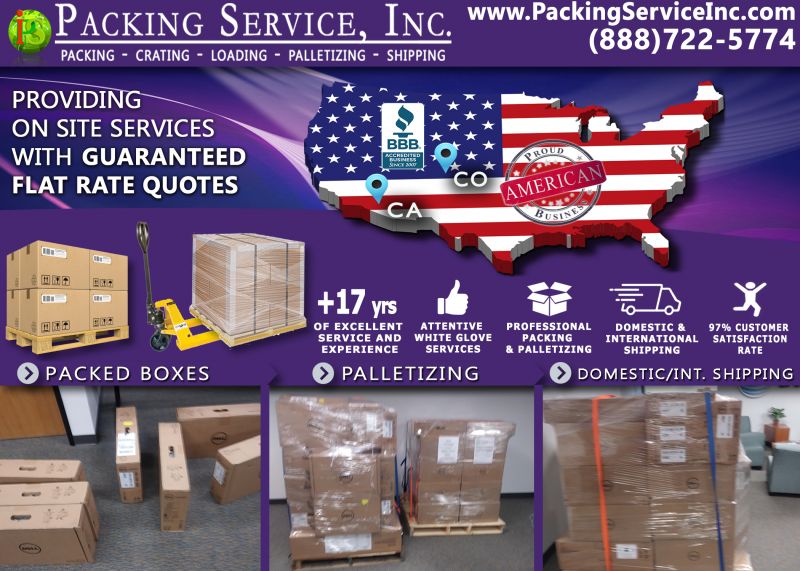 Palletize packed boxes California to Colorado