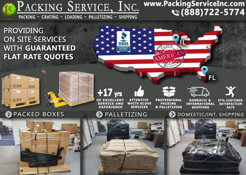 Palletize packed boxes Florida to Illinois