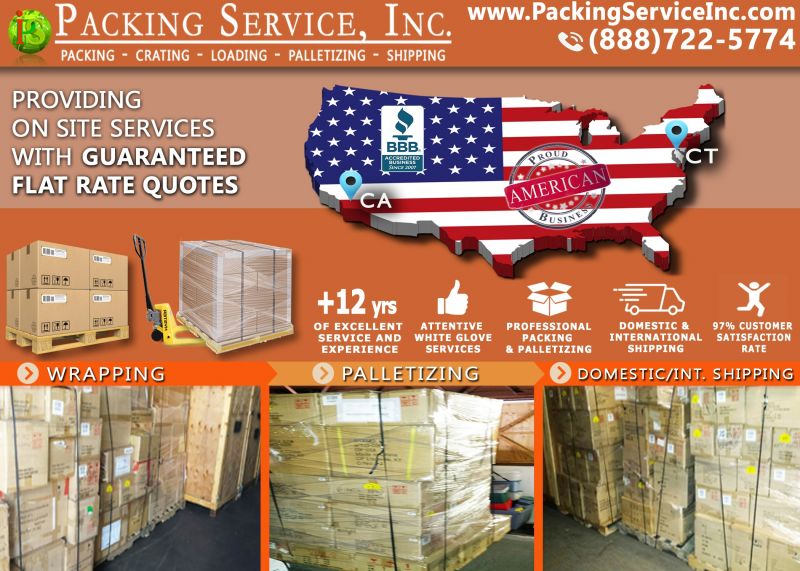 Palletize boxes and Ship Services from El Segundo, CA to CT