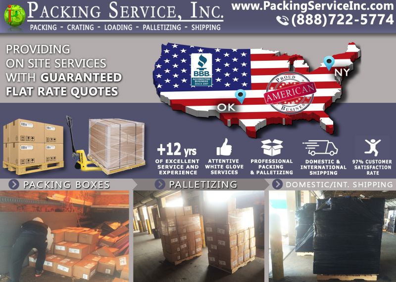 Palletizing boxes and shipping services NY to OK