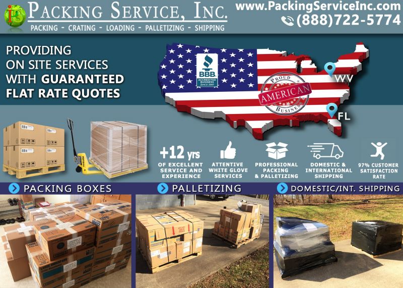 Palletize Boxes and Ship Services From Grafton, WV to FL