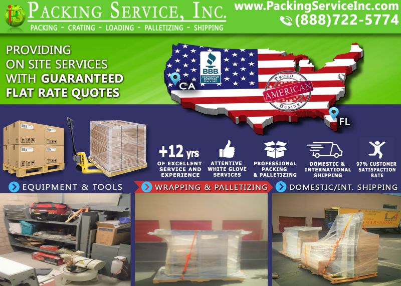Palletizing Equipment and Tool and Shipping from CA to FL
