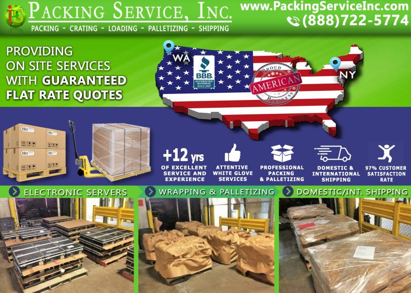 Palletizing Servers and Shipping Services from NY to WA