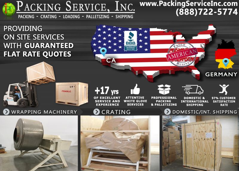 Wrap machinery and crate California to Germany