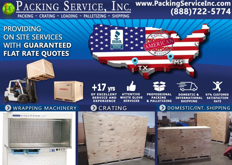 Wrap machinery and crate Mississippi to Texas