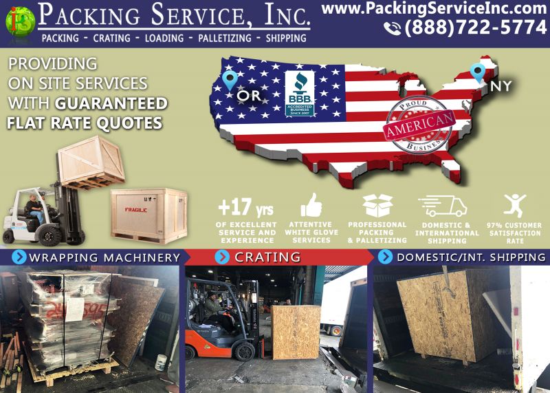 Wrap machinery and crate New York to Oregon