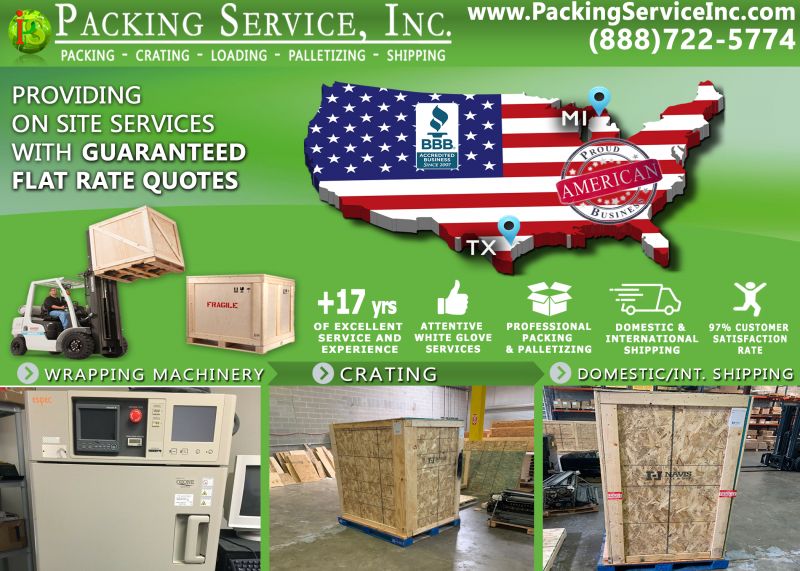 Wrap machinery and crate Texas to Michigan 