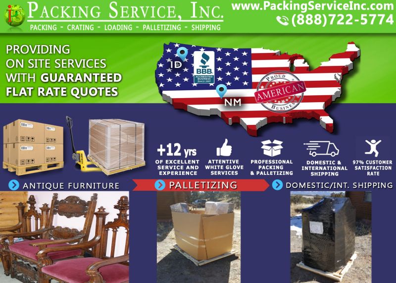 Wrapping 2 chairs, palletizing and Shipping Services NM-ID