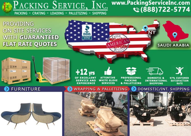 Wrap Chairs, Palletize and Ship from New York to Saudi Arabi