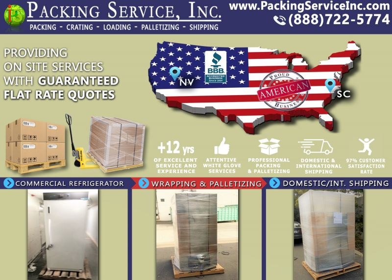 Wrap Commercial Fridge, Palletize and Ship from Nevada to SC