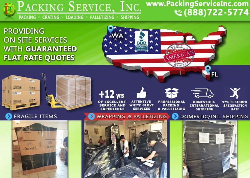 Wrapping Furniture, Palletizing and Shipping from FL to WA
