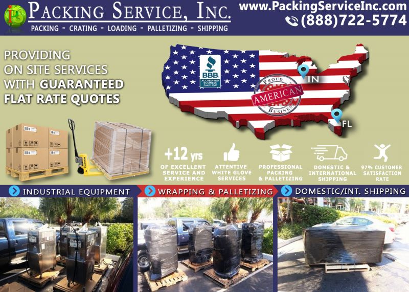 Wrap Ice Cream machines, palletize and ship from FL to IN