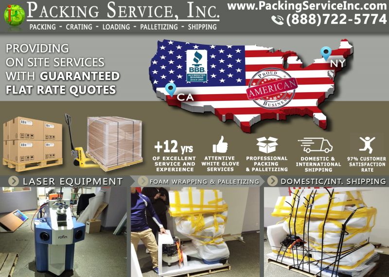 Wrap Laser Machine, Palletize and Ship from NY to CA