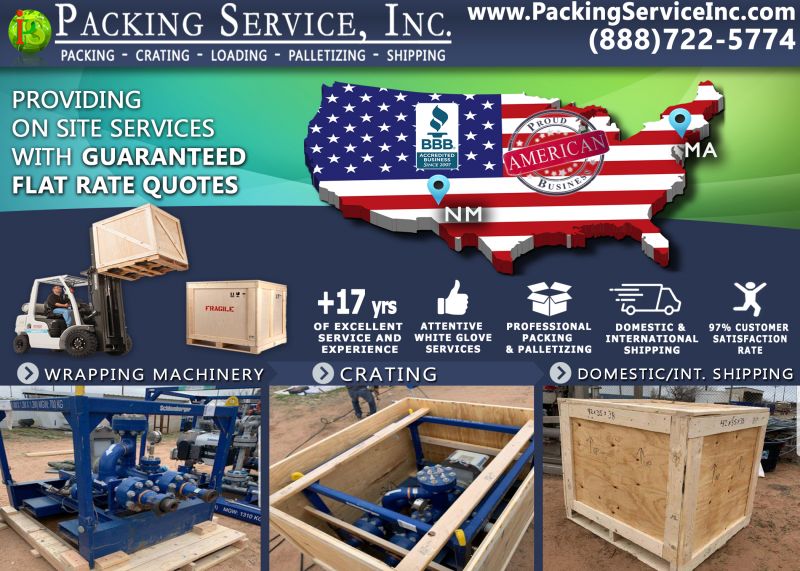 Wrap machinery and crate New Mexico to Massachusetts