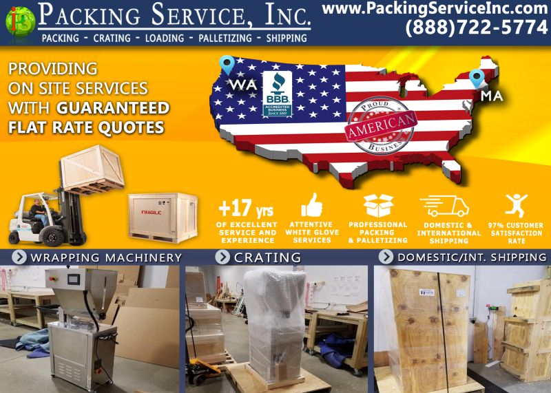 Wrap machinery and crate Massachusetts to Washington