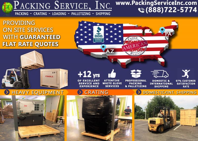 Wrap Machinery, Custom Crate and Ship from AZ to PA