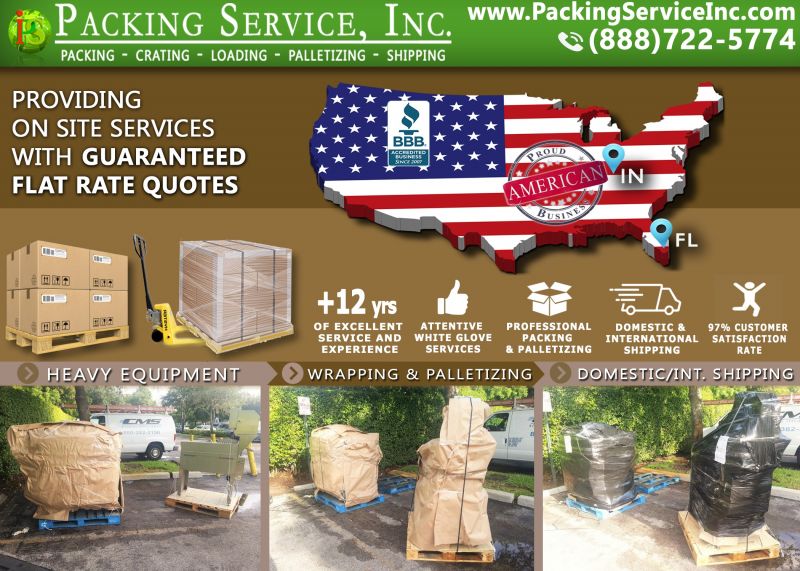 Wrap Machinery, Palletize on-site and Ship from FL to IN