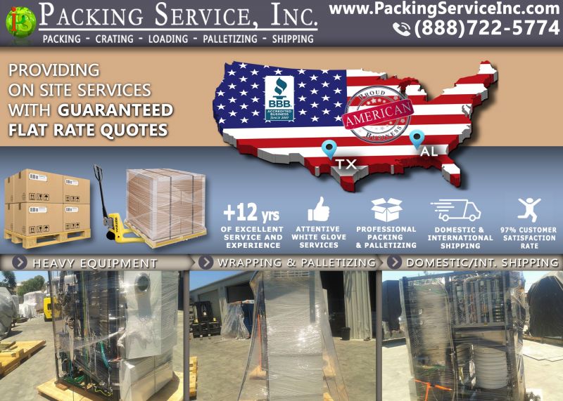 Wrap Machinery, Palletize on-site and Ship from TX to AL
