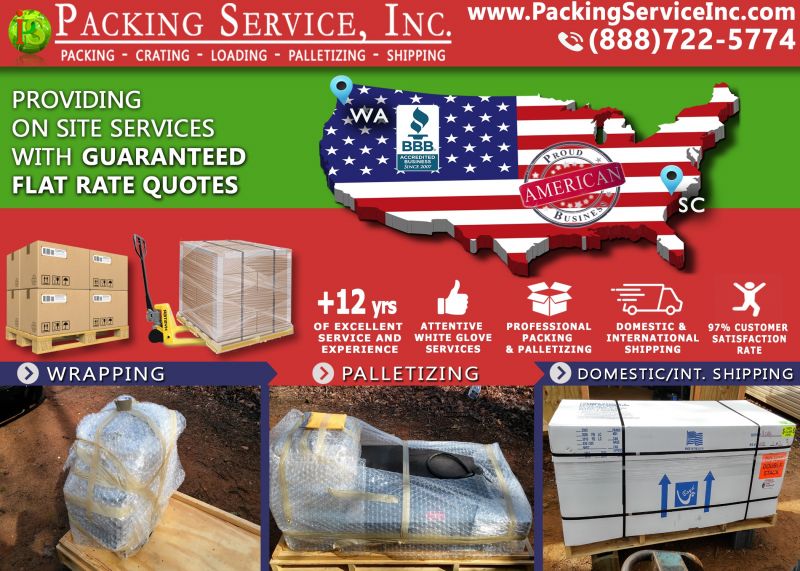 Wrap, Palletize and Ship Machinery from SC to WA