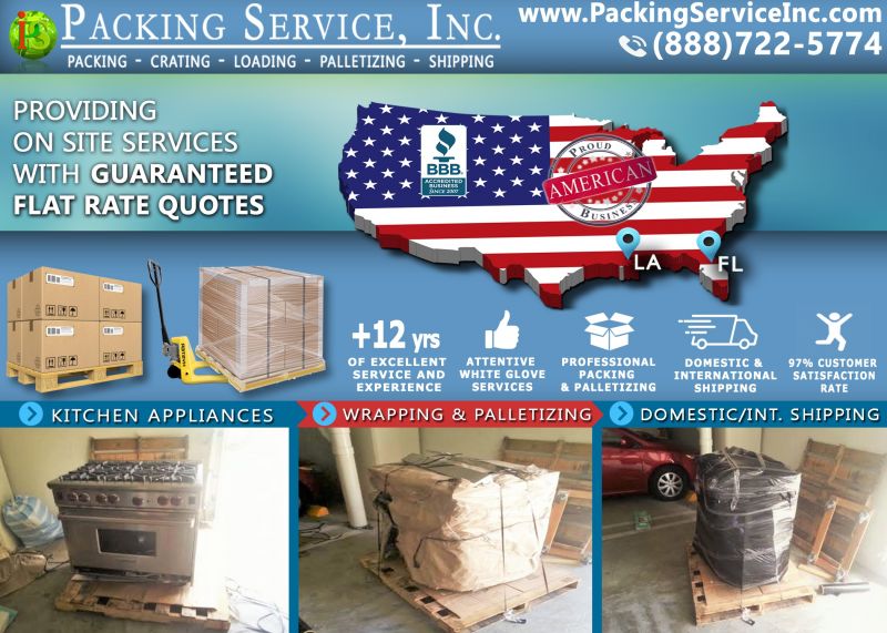 Wrap Stove, Palletize and Ship from Florida to Louisiana