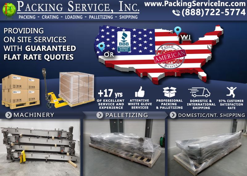 Wrapping Palletizing machinery Wisconsin to Oregon